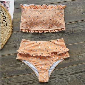 ✨3/$30✨ Smocked Bandeau High Waisted Bikini